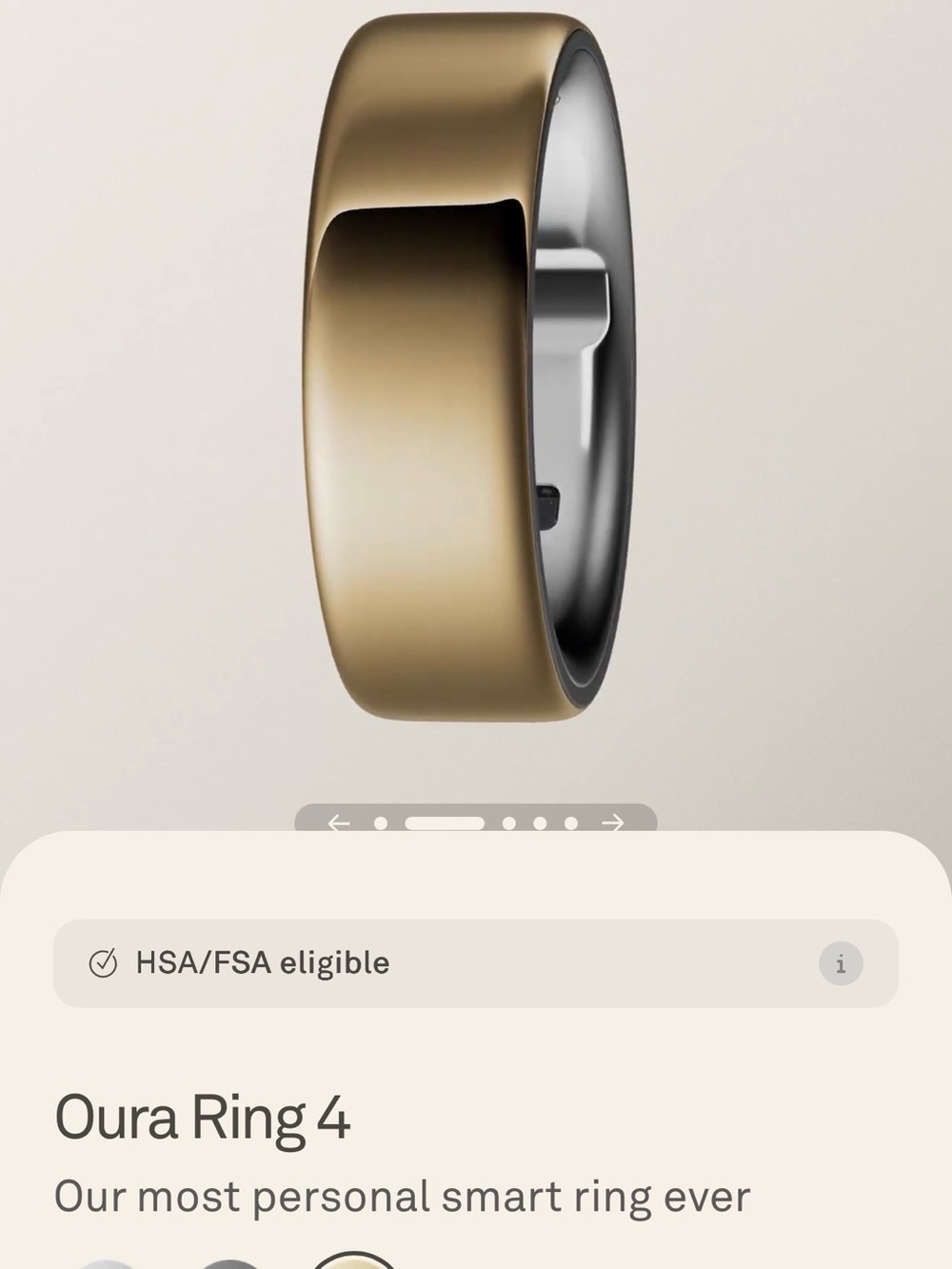Oura Ring 4 Gold Finish Smart Ring (Size 8) - Picture 3 of 3